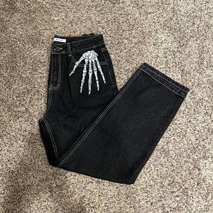 Aelfric Eden vintage skull bone embroidery jeans